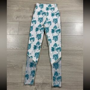 Beach Riot Sport Teal Palm Tree Mesh Leggings